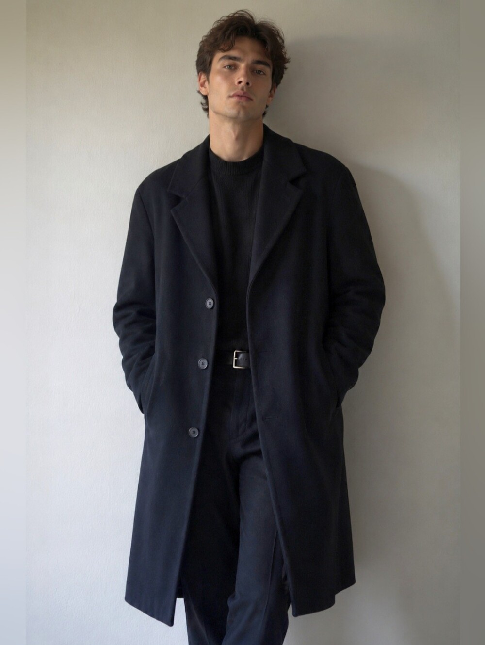Lauren Ralph Lauren Men's Black Long Overcoat Size R 46